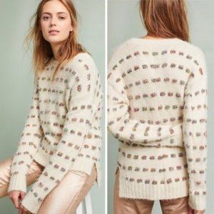 Anthropologie holiday metallic check glitter sweater